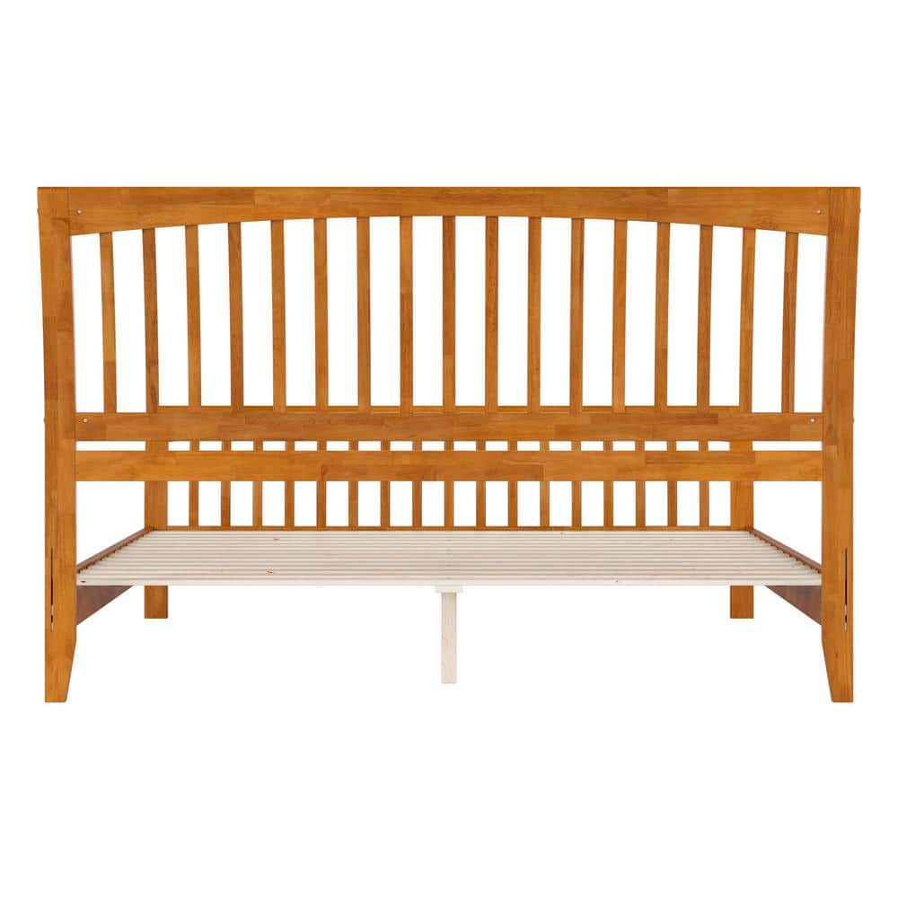 Orleans King Light Toffee Wood Platform Bed with Slatted Headboard