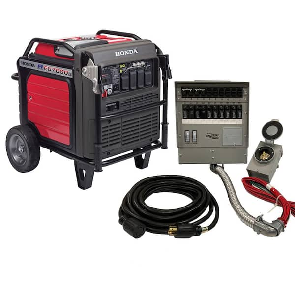 Honda Inverter 7000 Watt Standby Gasoline Generator 1 240v Single Phase With Bluetooth And 10 Circuit Manual Transfer Switch Hp2s Eu7000m The Home Depot