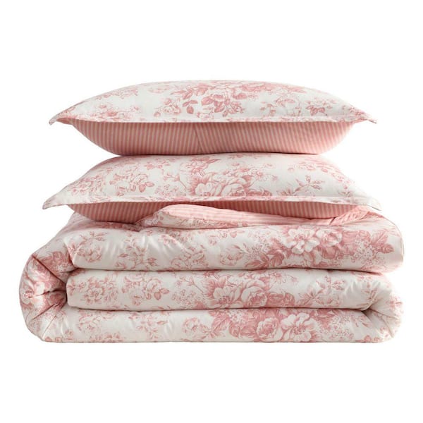 Laura Ashley Toile Delight 3-Piece Rose/Cream Cotton Full/Queen