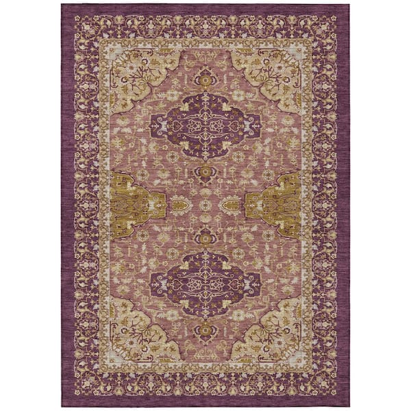 Chantille Machine Washable Indoor/Outdoor Abstract ACN2854 Eggplant 3 ft. x 5 ft. Area Rug