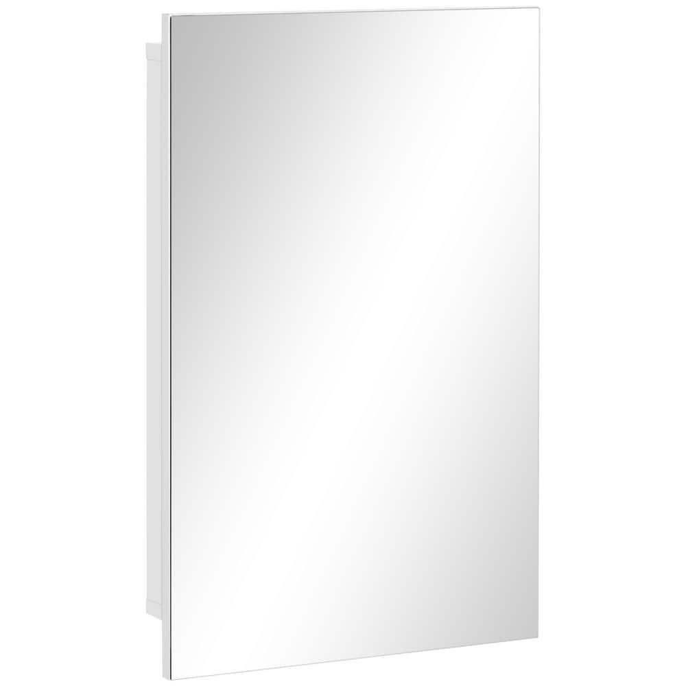 kleankin Wall Mounted Bathroom Medicine Cabinet with Mirror Steel Frame and Storage Organizer Double Doors White