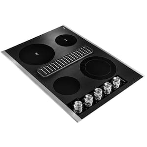 30 in. Electric Downdraft Cooktop in Stainless Steel with 4 Burner Elements