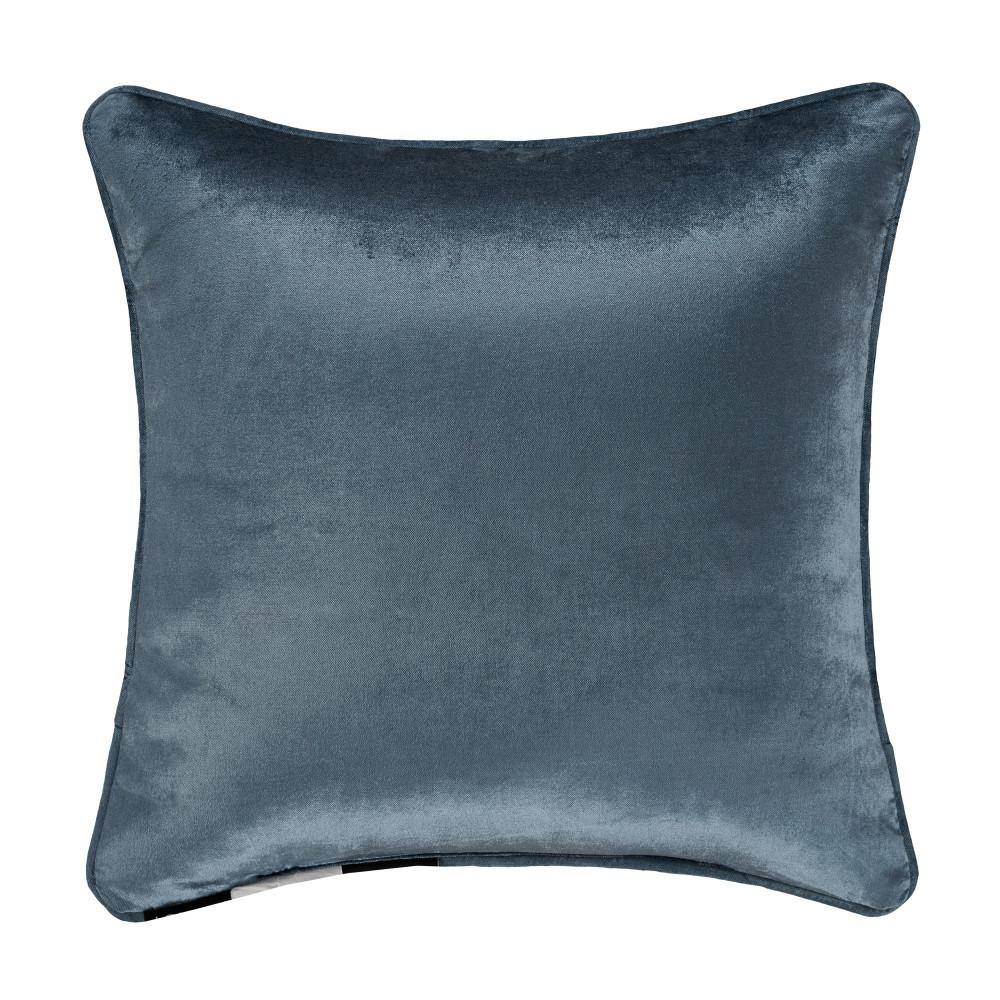Avellino Dark Spa Blue Embroidered Square Throw Pillow