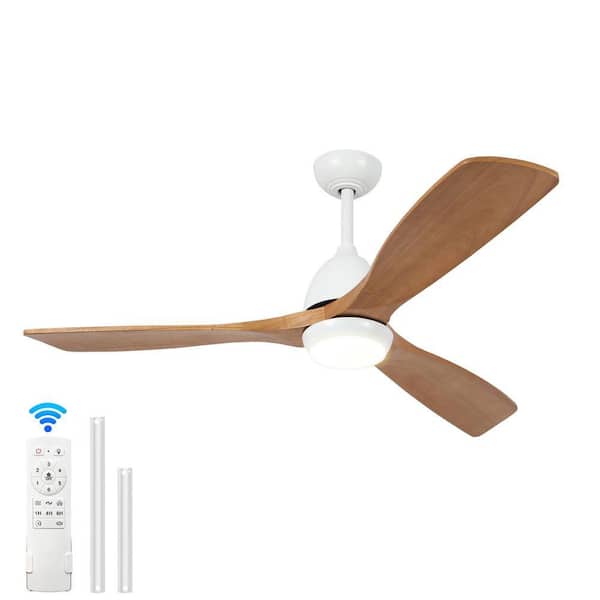 52 in. White DC Motor Downrod Mount Standard Ceiling Fan with Remote Control Reversibl, Ceiling Fans with Lights