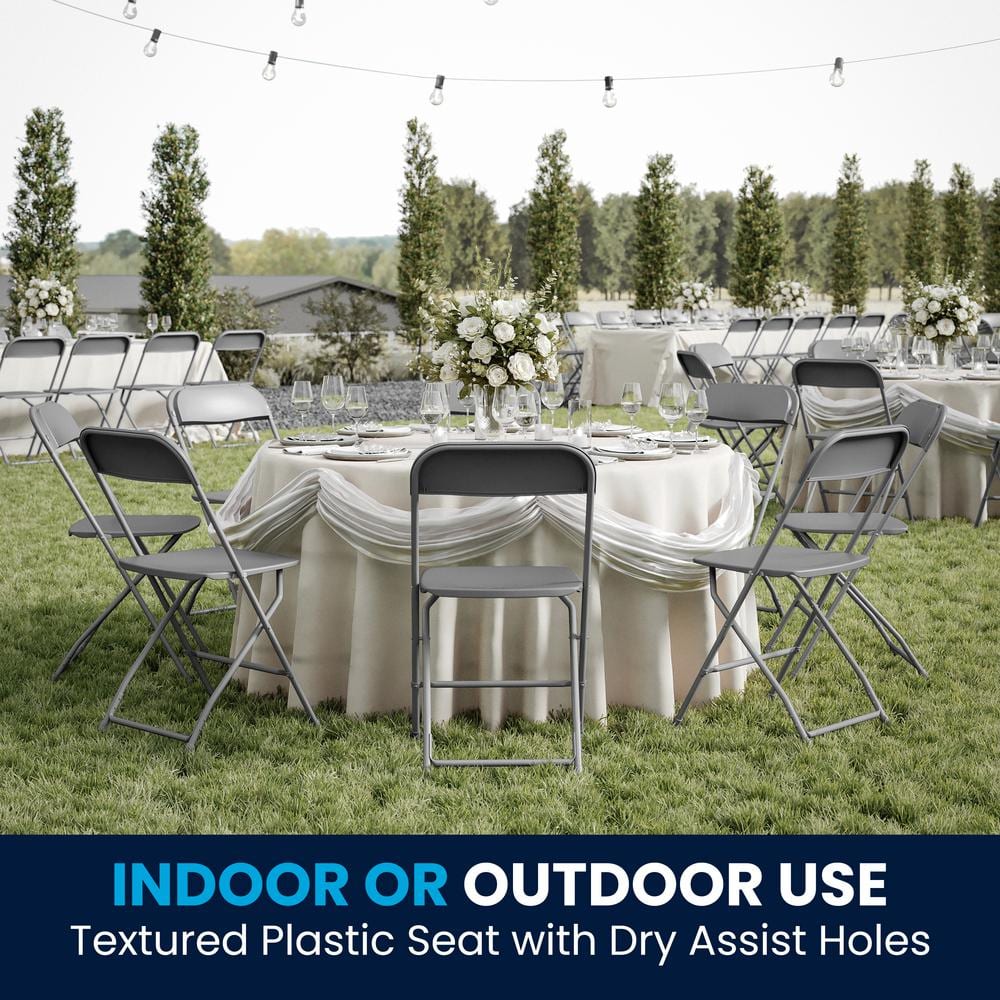 Gray Metal Lightweight Folding Utility Chairs Set of 10