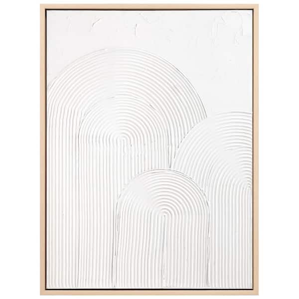 Empire Art Direct Arc Harmony Heavily Textured Hand Painted White Framed Canvas Wall Art, 30 in. x 40 in.