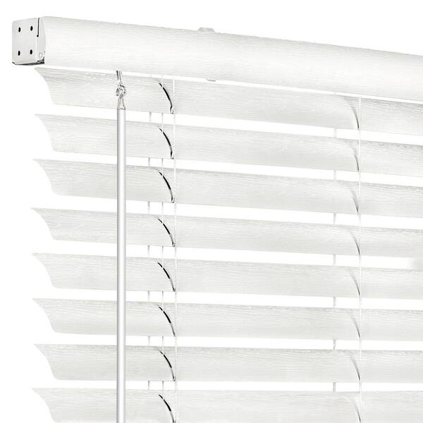 Luxury White Faux Wood 50mm Venetian Blinds With Tapes 6 Inch Width X 80 Inch Drop 