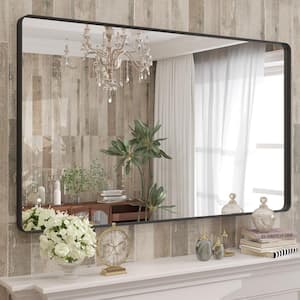 51 in. W x 30 in. H Rectangular Aluminum Alloy Framed and Tempered Glass Wall Bathroom Vanity Mirror in Matte Black