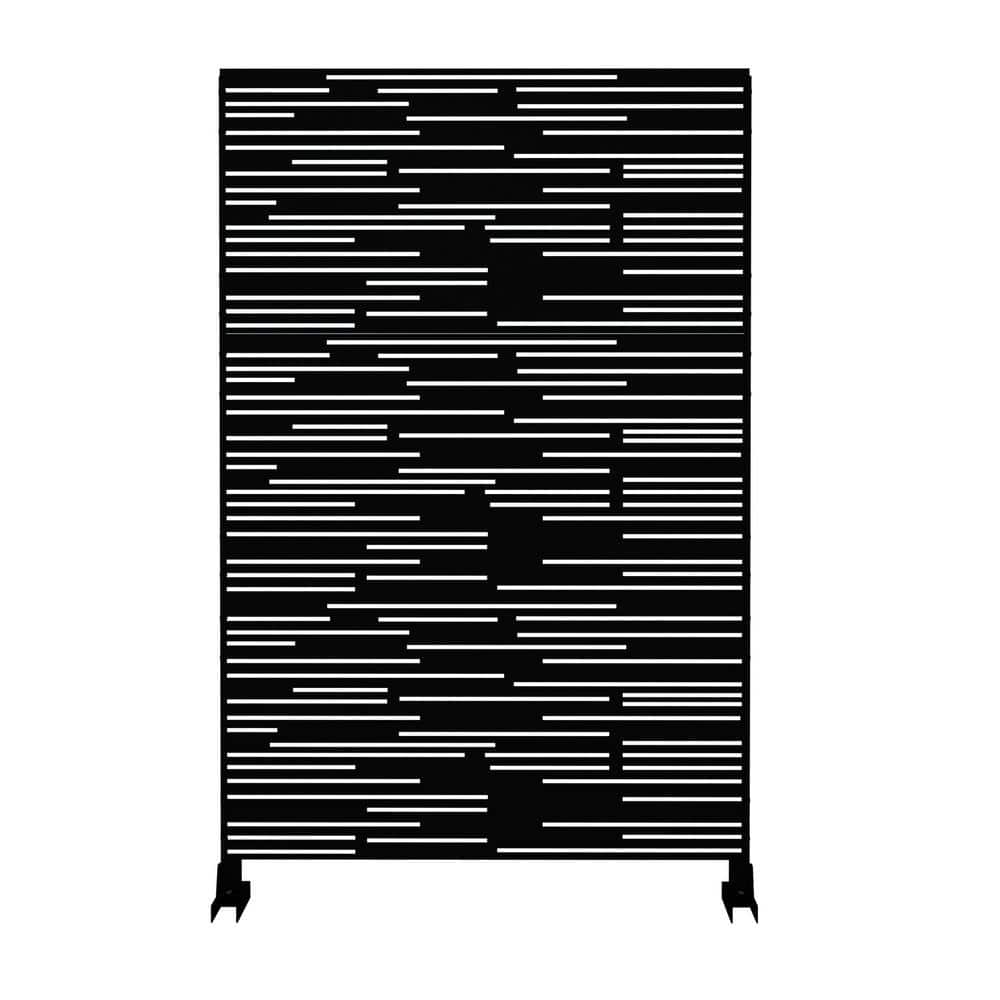 Tunearary 76 in. Black Outdoor Galvanized Steel Garden Fence Metal Privacy Screen Freestanding