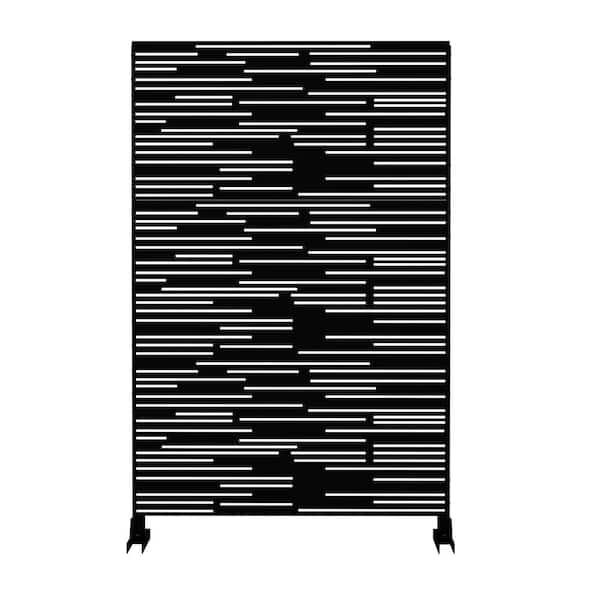 Tunearary 76 in. Black Outdoor Galvanized Steel Garden Fence Metal Privacy Screen Freestanding Divider