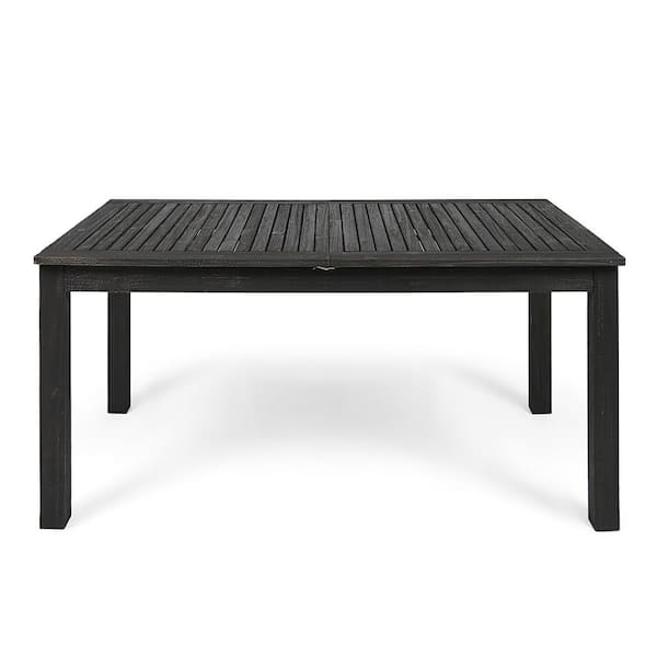 Nestor Dark Gray Rectangular Wood Expandable Outdoor Patio Dining Table