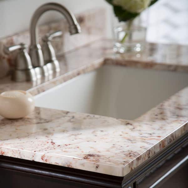 37 in. W x 22 in. D Stone Effects Vanity Top in Rustic Gold with White Sink 37 in. W x 22 in. D Stone Effects Vanity Top in Rustic Gold with White Sink