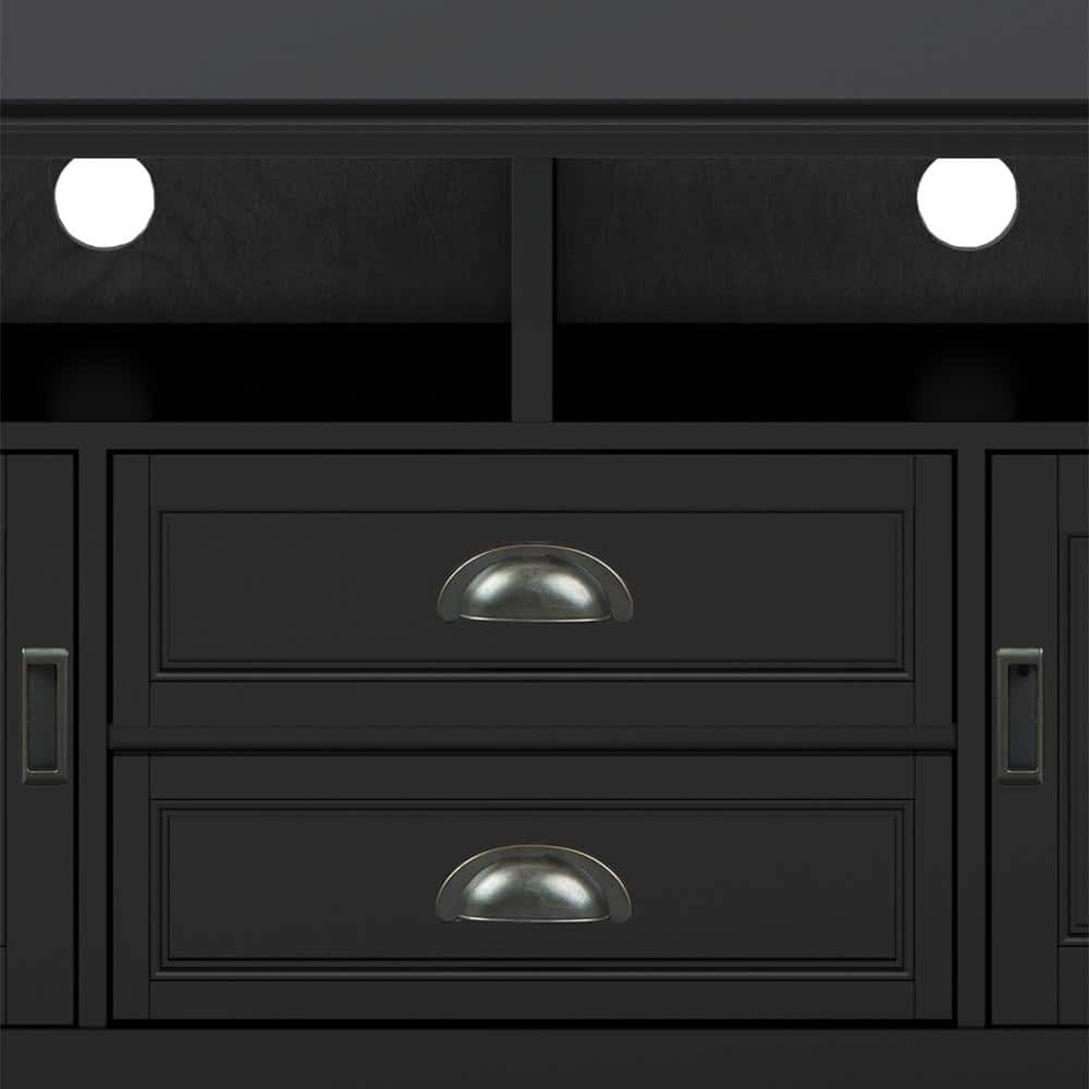 Burlington Black Solid Wood 72" TV Media Stand with Cabinets