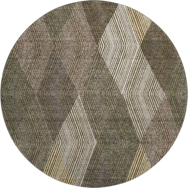 Addison Rugs Mayfield Premium Machine Washable Abstract AMF962 Brown 8 ft. x 8 ft. Round Rug