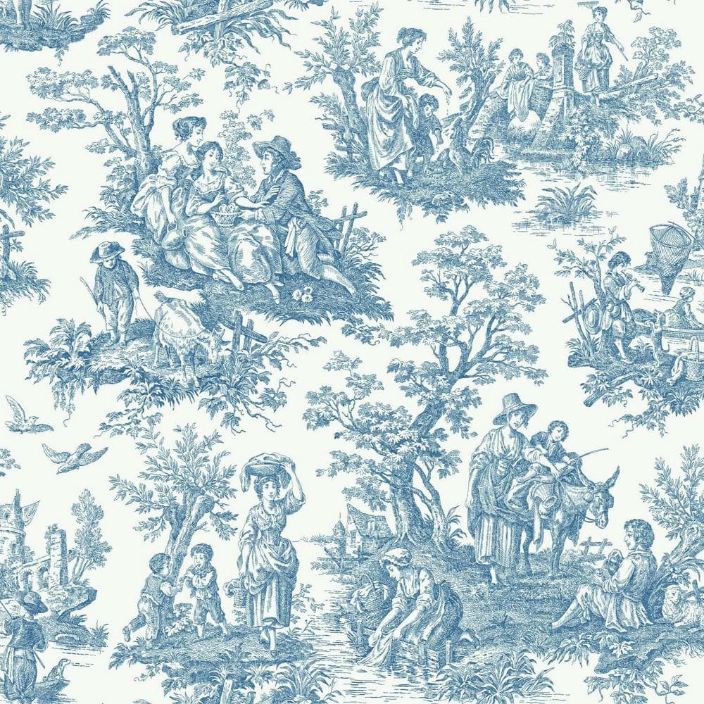 Waverly Imagery Sky Blue Watercolor Toile Fabric by the Yard 