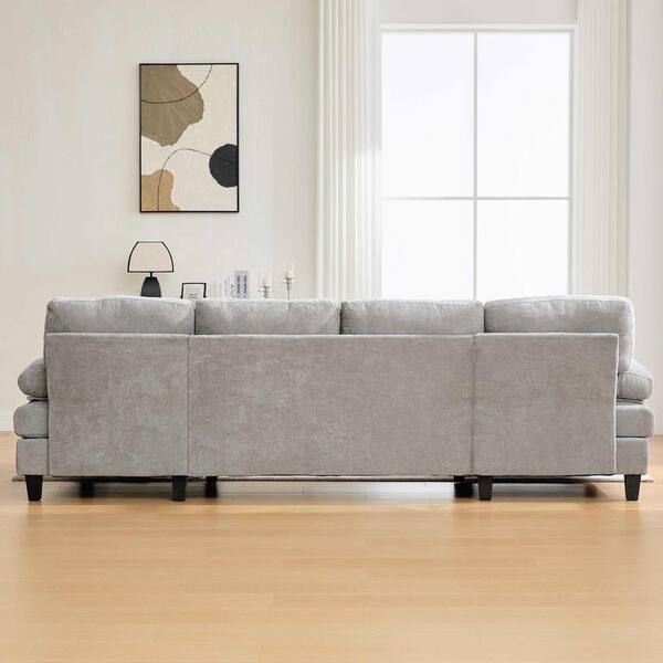 Polibi 103.5 in. Round Arm Chenille Sectional Sofa with Dual