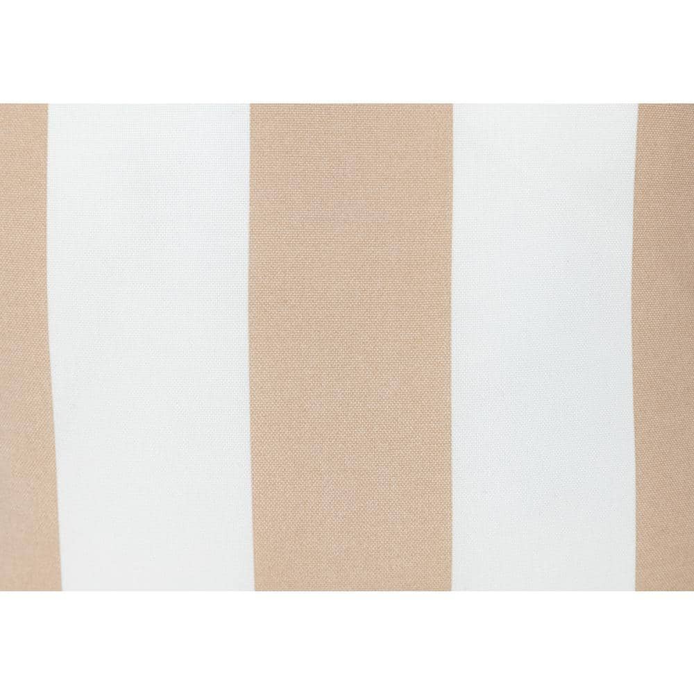 Champagne and White Striped Outdoor Square Throw Pillows Set