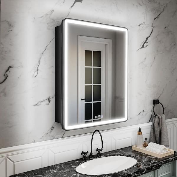 24 in. W x 30 in. H Rectangular Aluminum Medicine Cabinet with Mirror