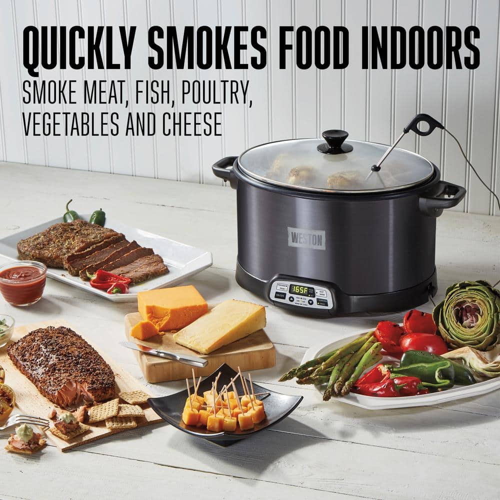 Weston Black Digital Display 6 Quart Indoor Smoker and Slow Cooker