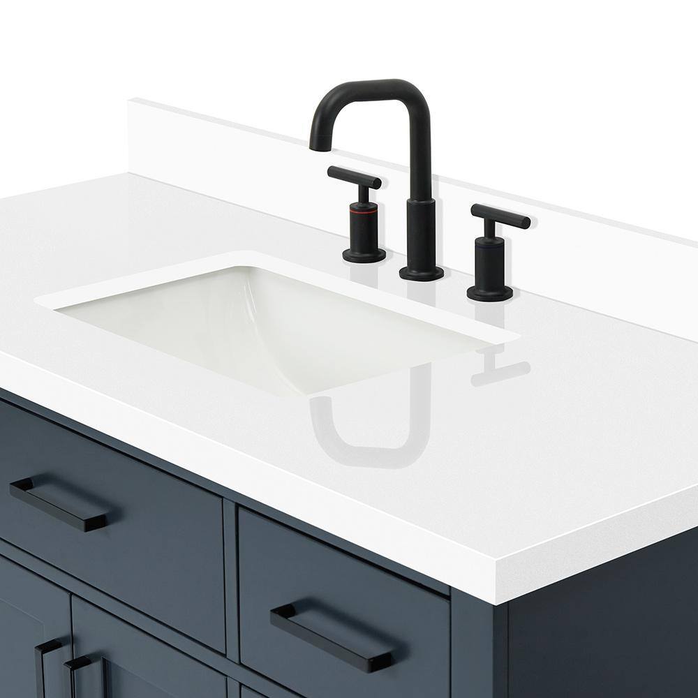 Midnight Blue 49" Freestanding Single Vanity with White Quartz Top