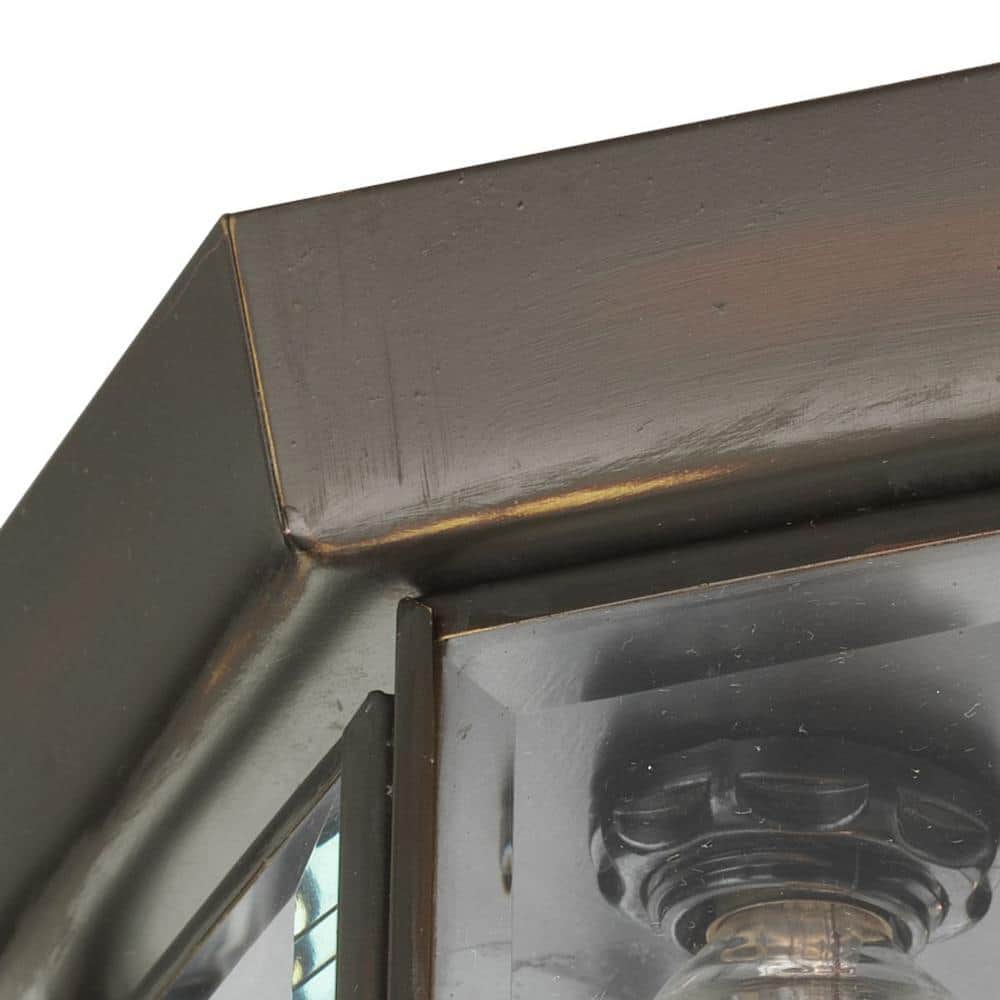 Antique Bronze 3-Light Flush Mount with Beveled Glass