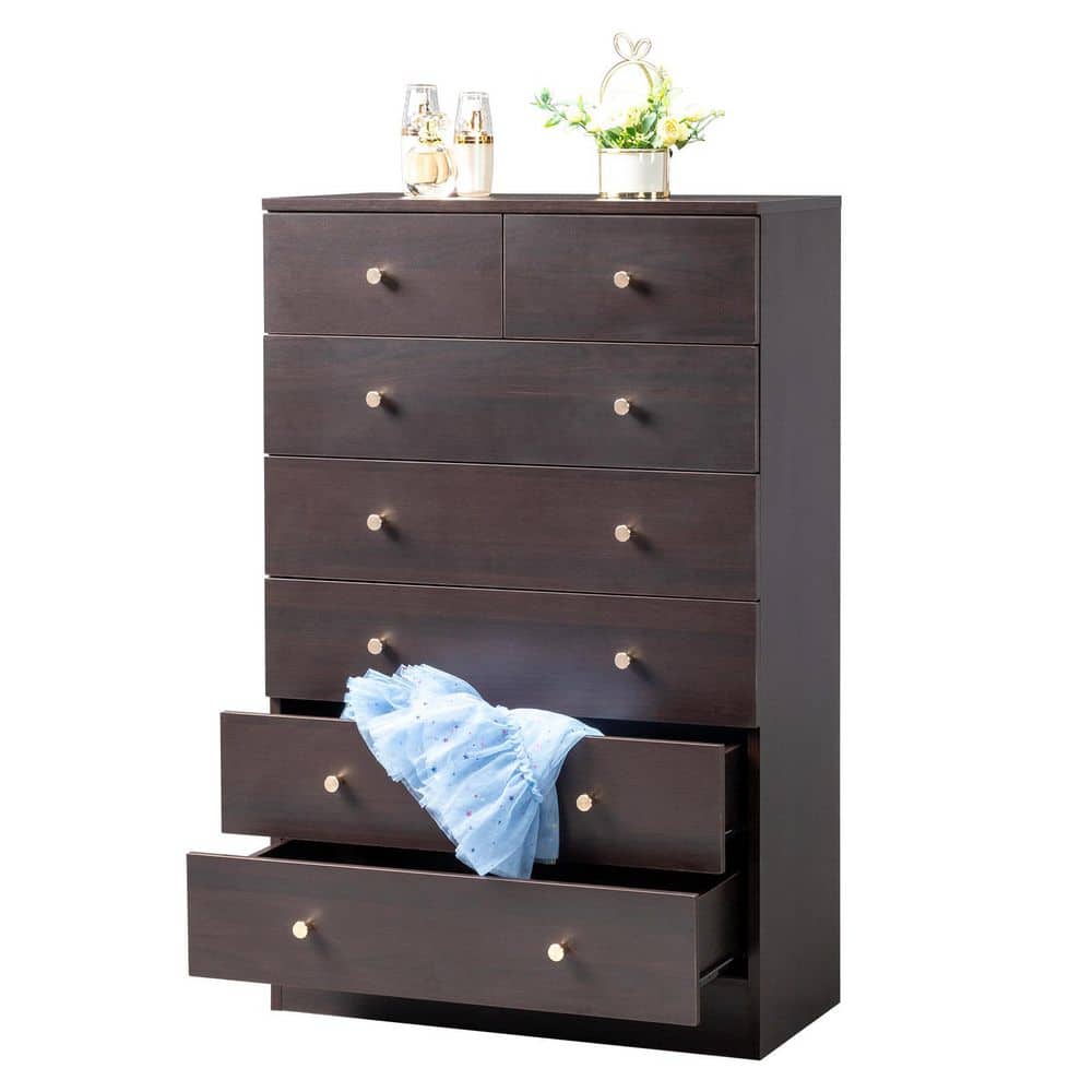 Brown 7-Drawer 25. 98 in. Wide Chest of Drawers - thumbnail 2