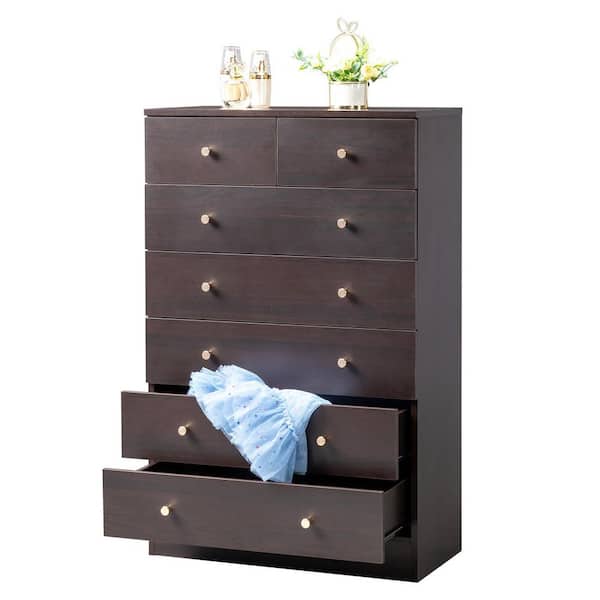 Brown 7-Drawer 25. 98 in. Wide Chest of Drawers