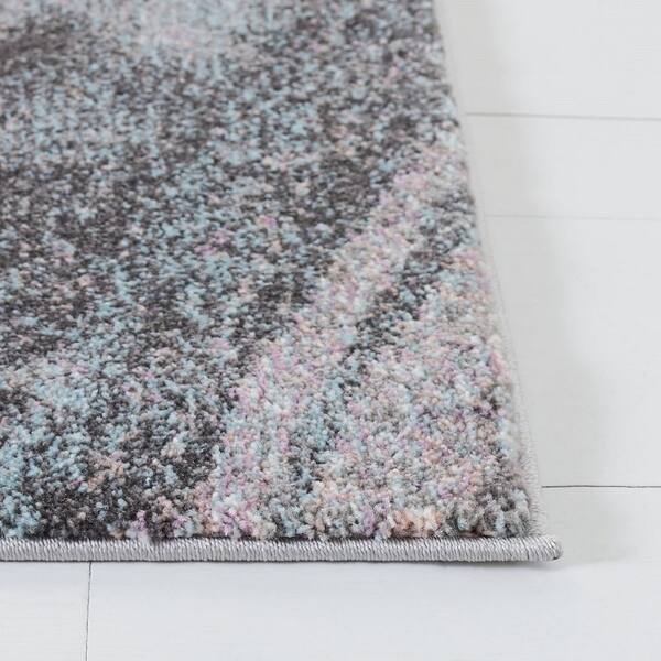 Glacier 2 ft. x 10 ft. Pink/Blue Geometric Runner Rug