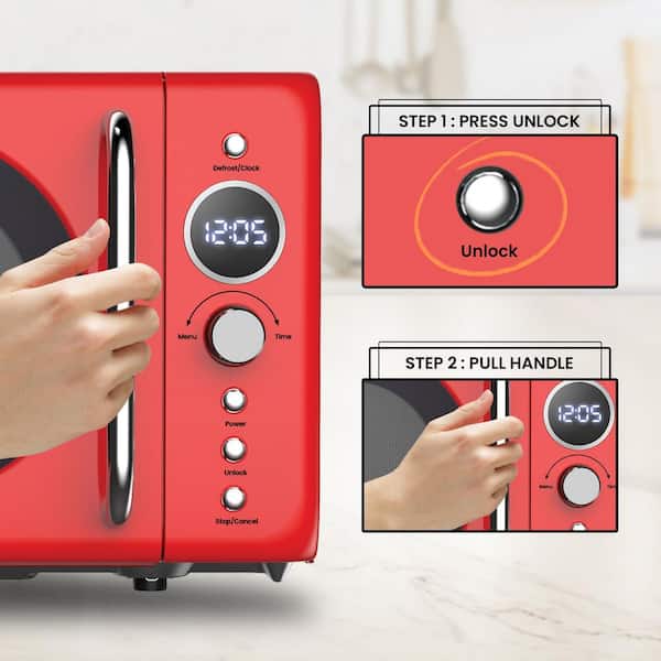 Total Chef Retro Microwave Oven, 700W, 0.7 Cu Ft, Digital Quick
