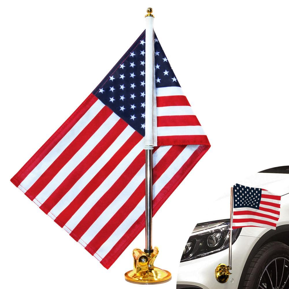 ANLEY 1.3 ft. x 0.83 ft. USA Car Flag with 1 ft. Flagpole  A.Flag.Diplomat.US - The Home Depot