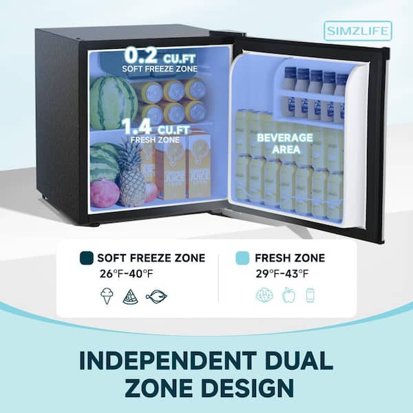 17.5 in 1.7 cu. ft. Mini Refrigerator Countertop with Freezer, Reversible Door and Adjustable temp in Silver