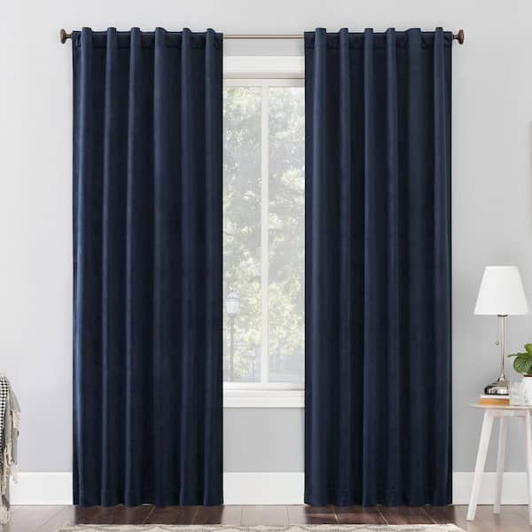 Amherst Navy Blue Polyester 50 in. W x 84 in. L Back Tab 100% Blackout Curtain (Single Panel)