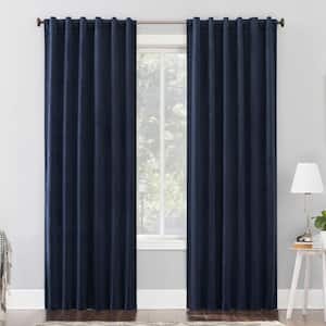 Amherst Velvet Noise Reducing Thermal Navy Blue Polyester 50 in. W x 96 in. L Blackout Curtain Double Panel