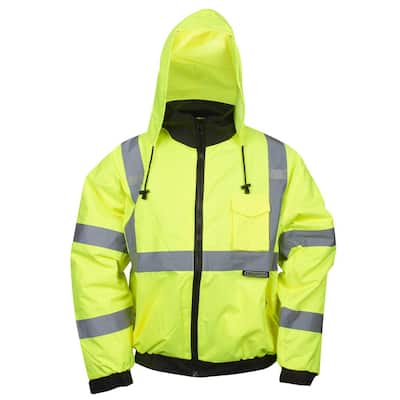 Reptyle Type R Class-3 2XL Bomber Jacket in Lime with Quilted Lining and Attached Hood