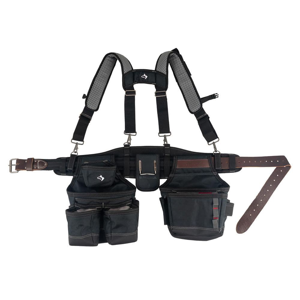 Husky Framers 2-Bag Work Tool Belt with Suspenders HD00173 - The Home Depot