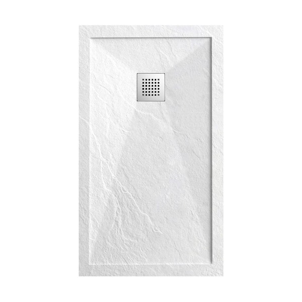 Swiss Madison Terre B Series 60 in. L x 32 in. W Alcove Shower Pan Base with Reversible Drain in White Stone
