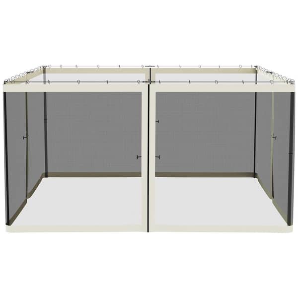 Sudzendf 13 ft. x 13 ft. Cream Replacement Mesh Sidewall Netting for Patio Gazebos and Canopy Tents with Zippers (Sidewall Only)