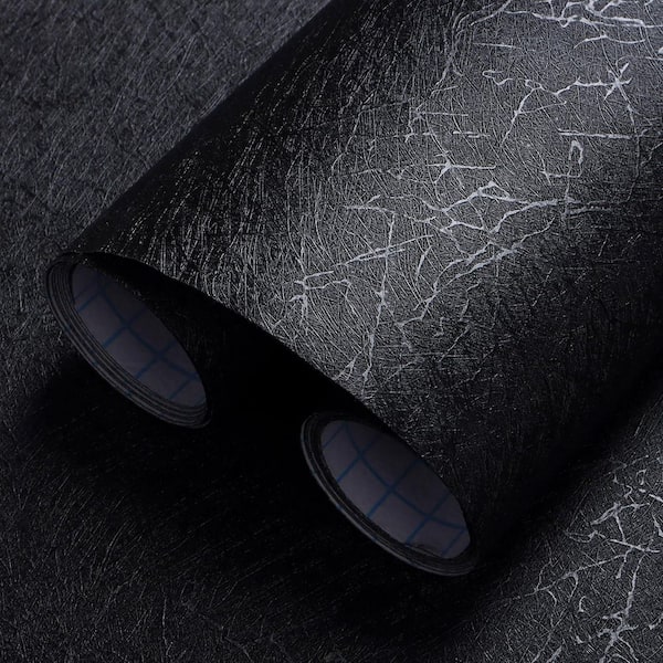 Black Silk Peel and Stick Wallpaper Roll (Set of 1)