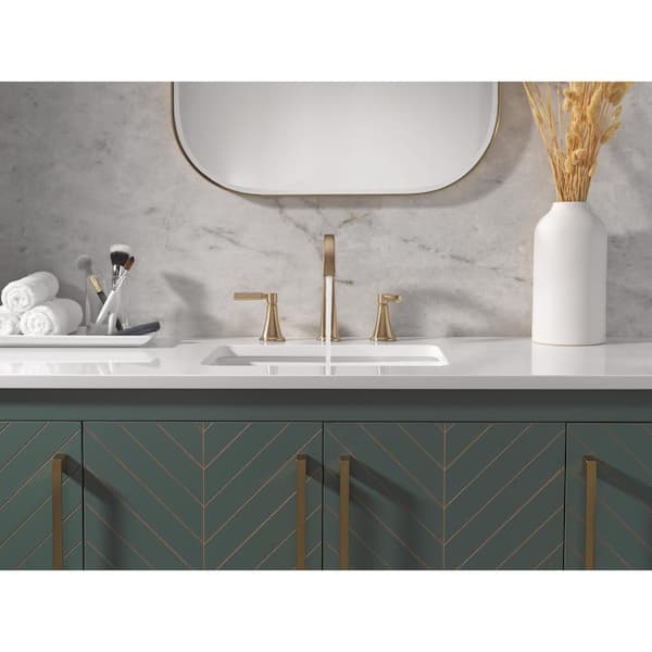 Lorna Gold 8 in. Widespread Double Handle Bathroom Faucet with Drain Kit Included in Champagne Bronze