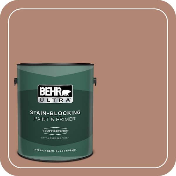 BEHR ULTRA 1 gal. #220F-5 Light Mocha Extra Durable Semi-Gloss Enamel Interior Paint & Primer