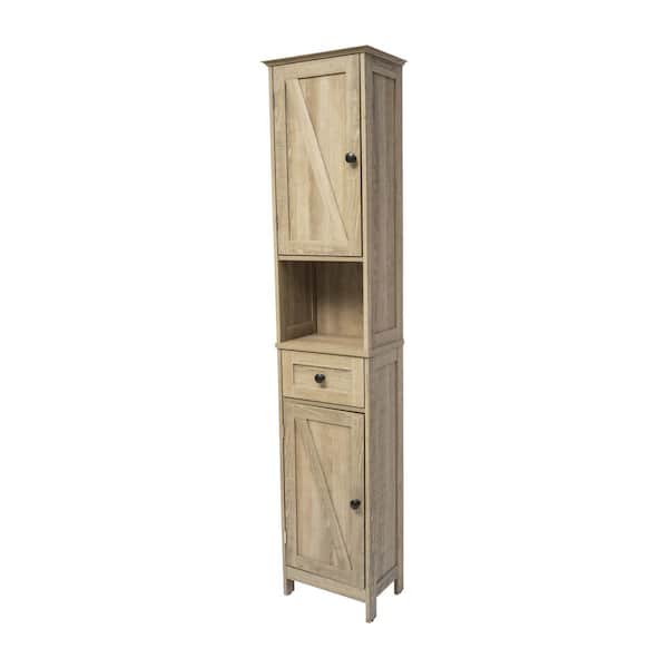 Dulcie 15 in. W x 10 in. D x 70 in. H Engineered Wood Linen Freestanding Tower Linen Cabinet in Brown