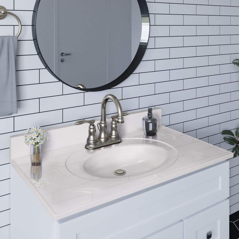 Ivory Swirl 37-Inch Cultured Marble Vanity Top with Backsplash
