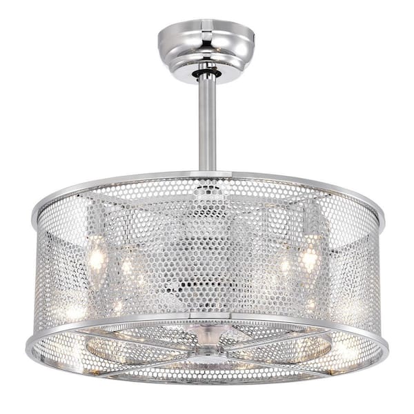 20.4 in. Indoor Chrome Ceiling Fan with No Bulbs Included and Remote Included