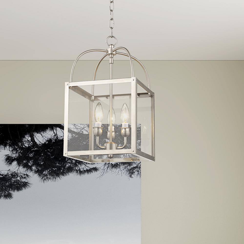 Milford Brushed Nickel 3-Light Mini Pendant with Clear Glass