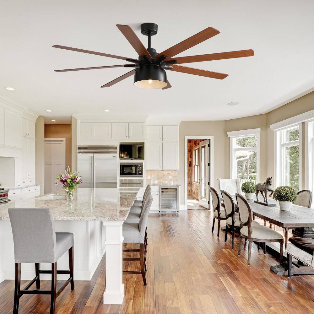 66 in. Indoor Black Downrod Mount Standard Ceiling Fan with Light and Dual Color Blade, Remote Control price history on PriceWatchPro