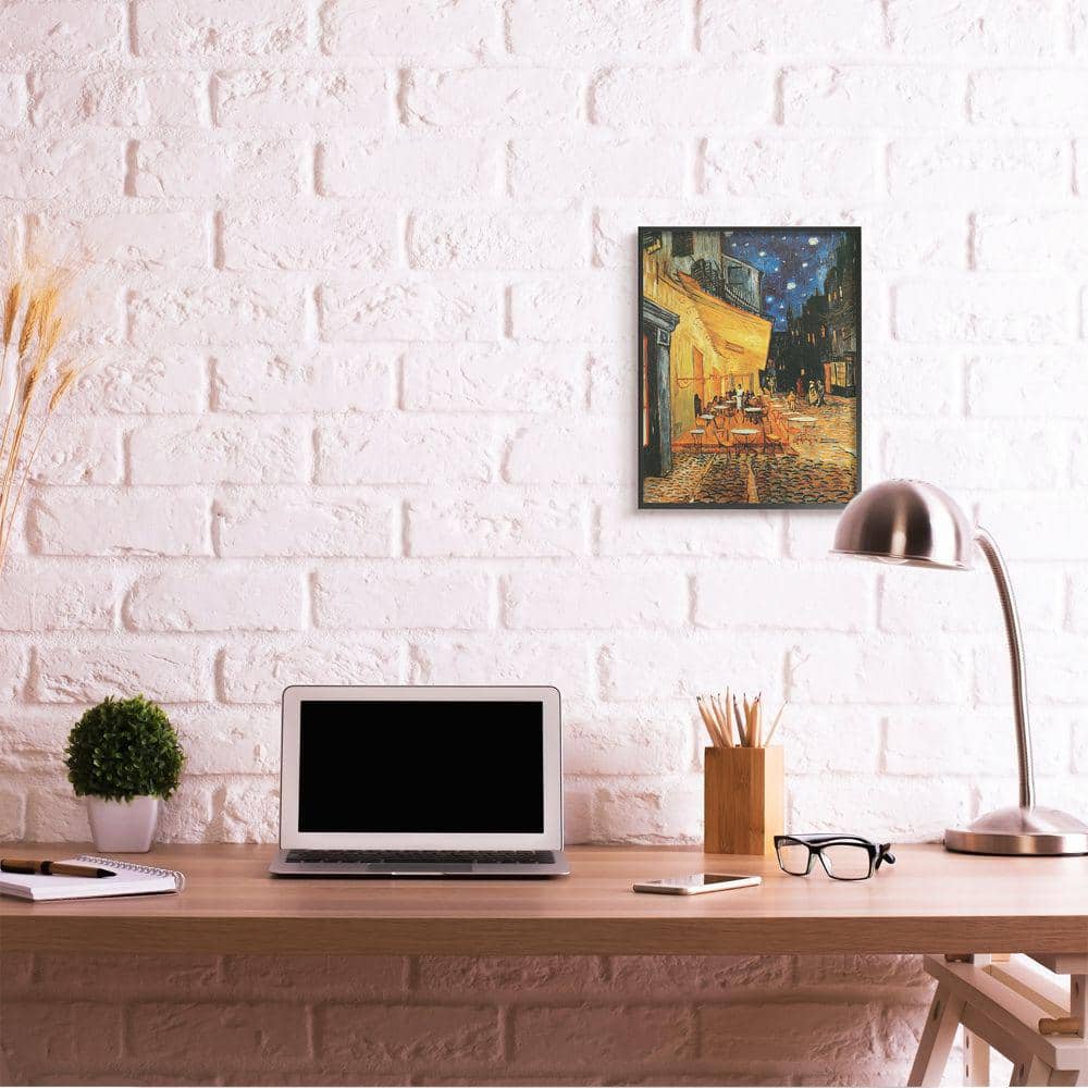 Vincent Van Gogh Café Terrace at Night Black Framed Canvas Print, 16 x 20