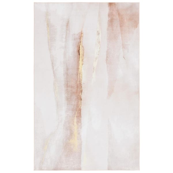 Malibu Beige/Gold 4 ft. x 6 ft. Machine Washable Modern Abstract Area Rug