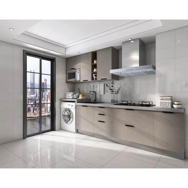 Lora 36 in. 350CFM Convertible T-Shape Wall Mount Range Hood in Stainless Steel with Charcoal Filters and LED Lighting