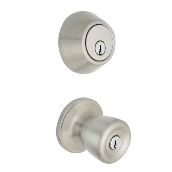 Defiant Simple Series Round Satin Nickel Keyed Entry Door Knob