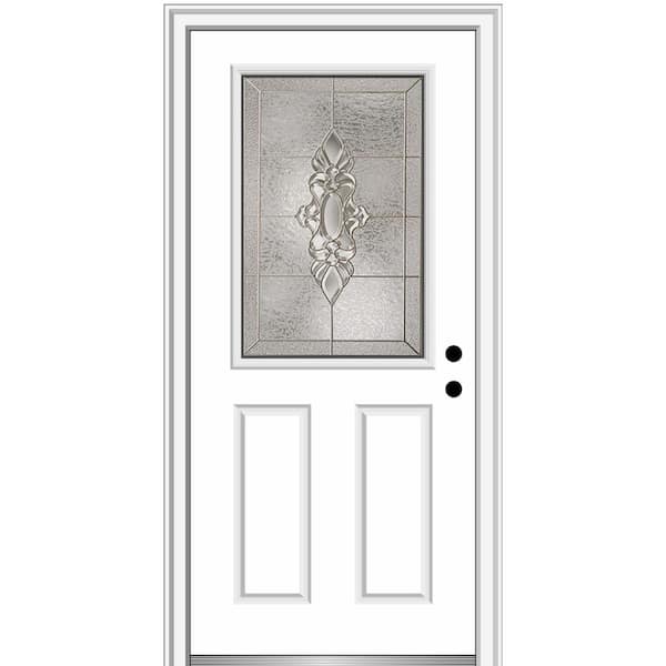 MMI Door 32 in. x 80 in. Heirlooms Left-Hand Inswing 1/2-Lite Decorative Painted Fiberglass Smooth Prehung Front Door